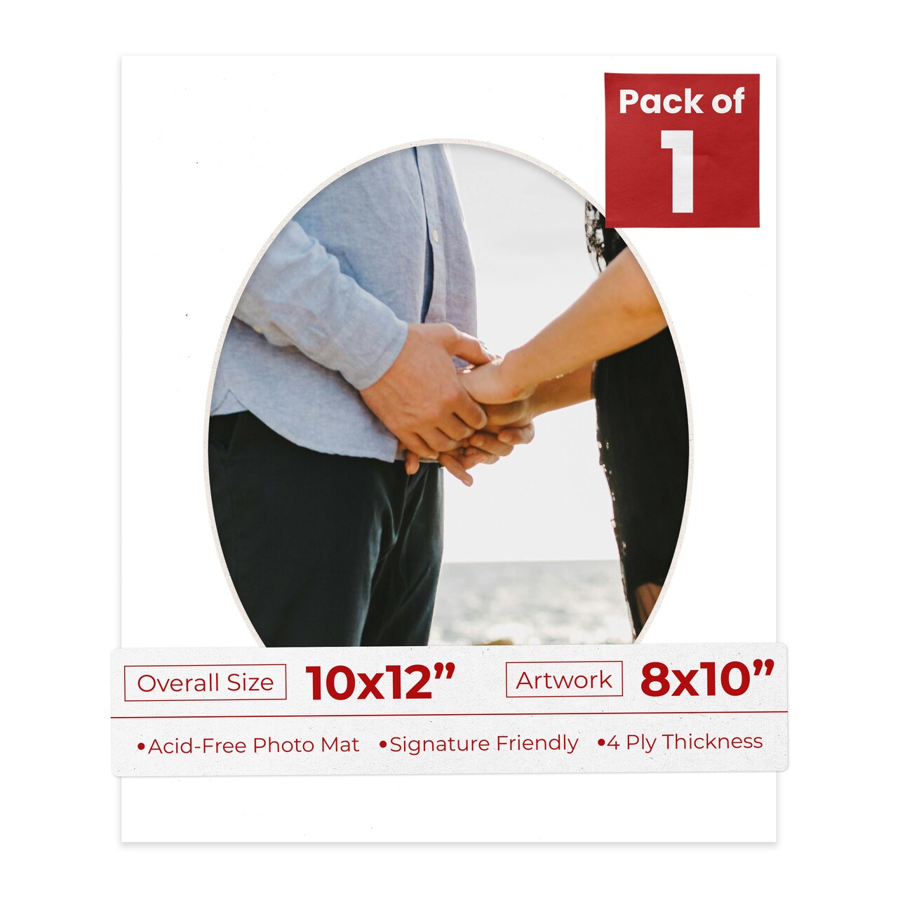 White Mat Board for 10x12 Frames - Oval Opening for 8x10 Photos